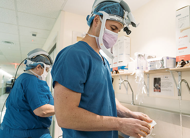 Photo of doctors washing their hands